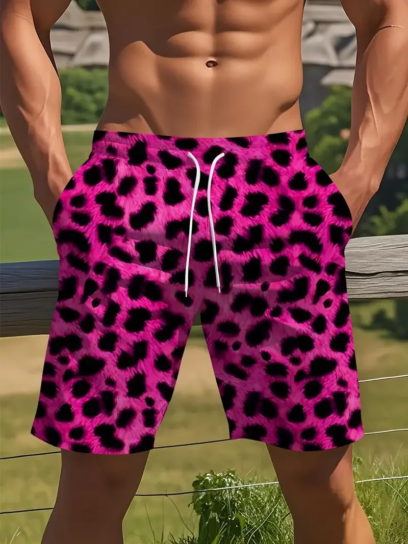 

Мужские пляжные шорты с леопардовым принтом, повседневные, унисекс, для спортзала, фитнеса, летние, спортивные, пляжные шорты для мужчин и женщин