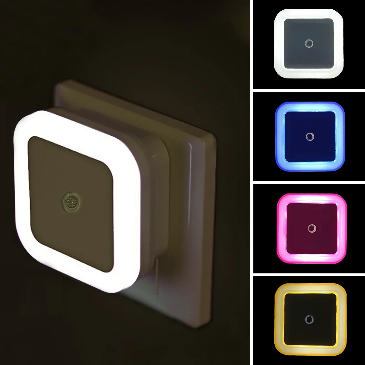 LED Night Light Mini Square Light Sensor Control Nightlight Lamp Children Kids Living Room Bedroom Lighting EU US Plug