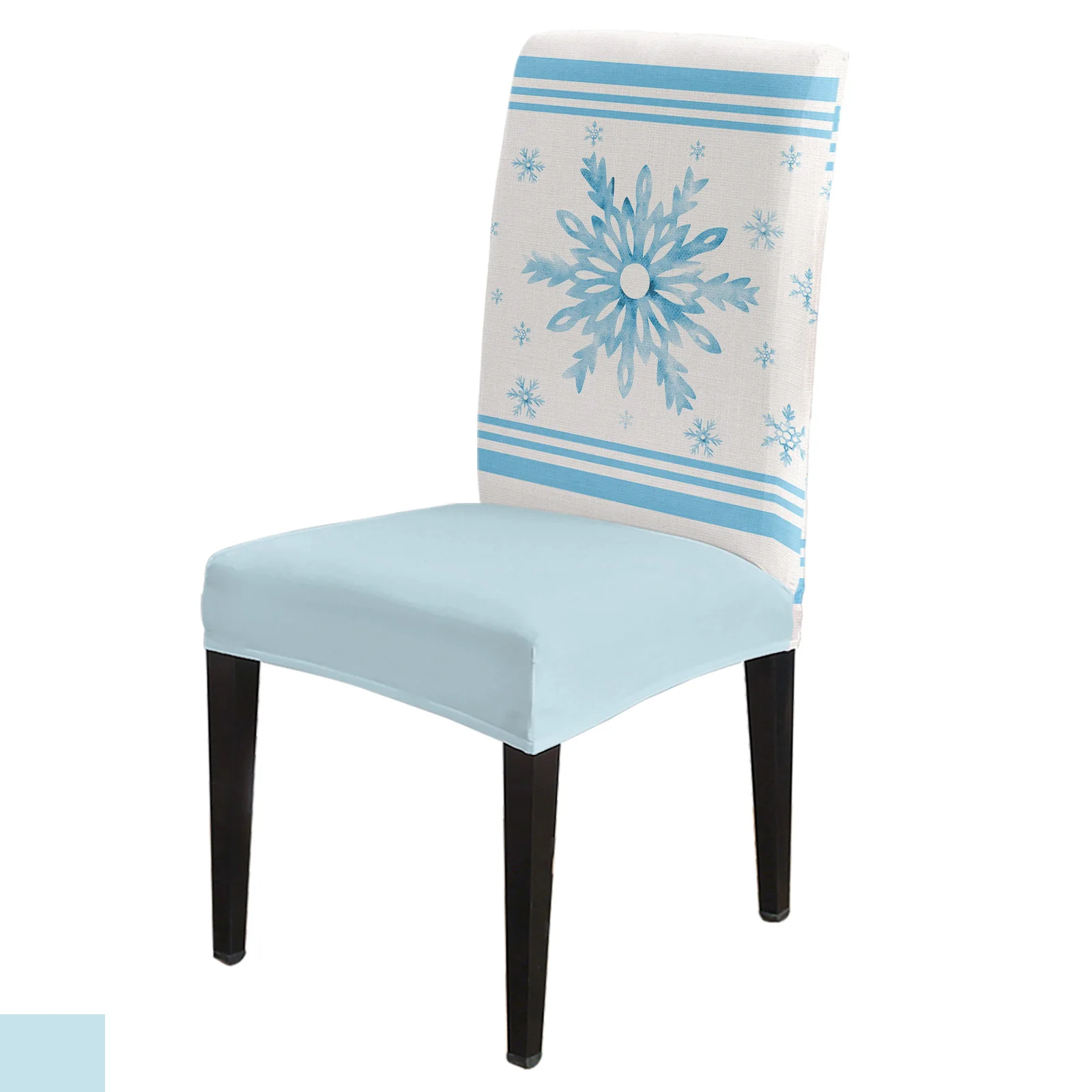 

Christmas Winter Blue Snowflake Stripes 4/6/8PCS Spandex Elastic Chair Case For Wedding Hotel Banquet Dining Room