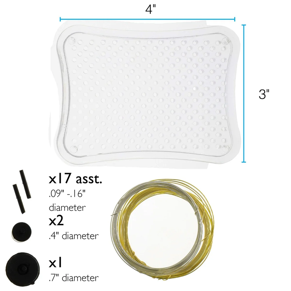 Gabarito de peruca, kit para iniciantes de gabarito de fio, inclui gabarito de plástico transparente de 3 x 4 polegadas, inclui estacas de plástico e 2 rolos de fio de artesanato