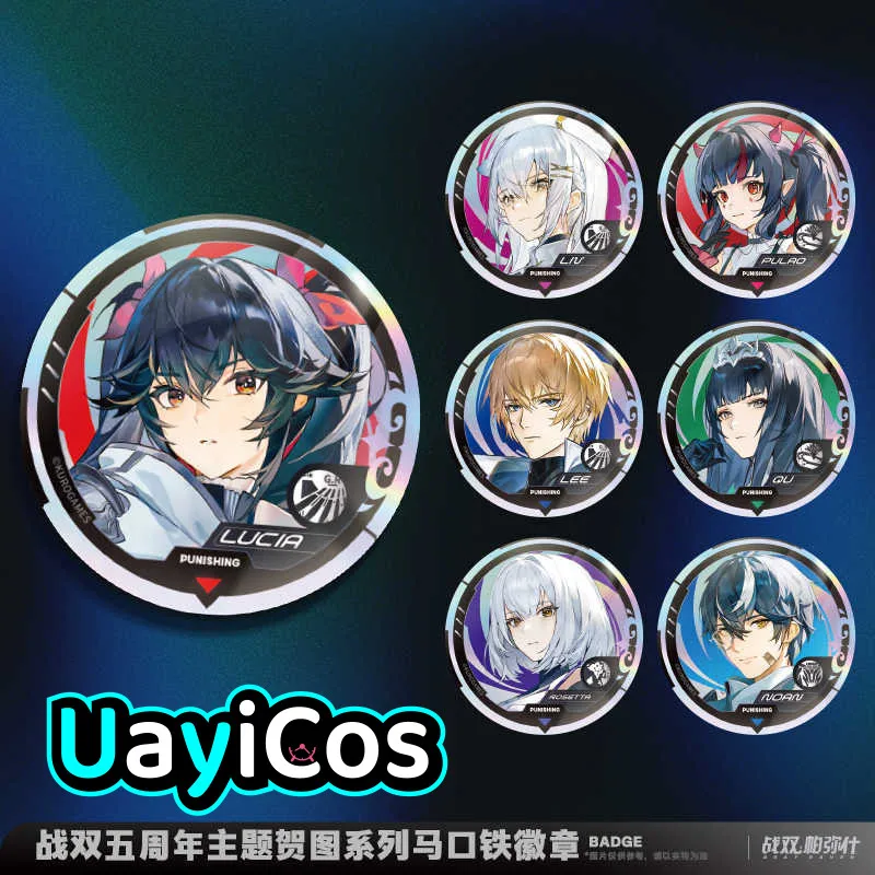 Official GRAY RAVEN:PUNISHING Wan Shi Lee Liv Badge Button Brooch Pins Doll Accessories Fifth Anniversary Series Anime Toy Kids