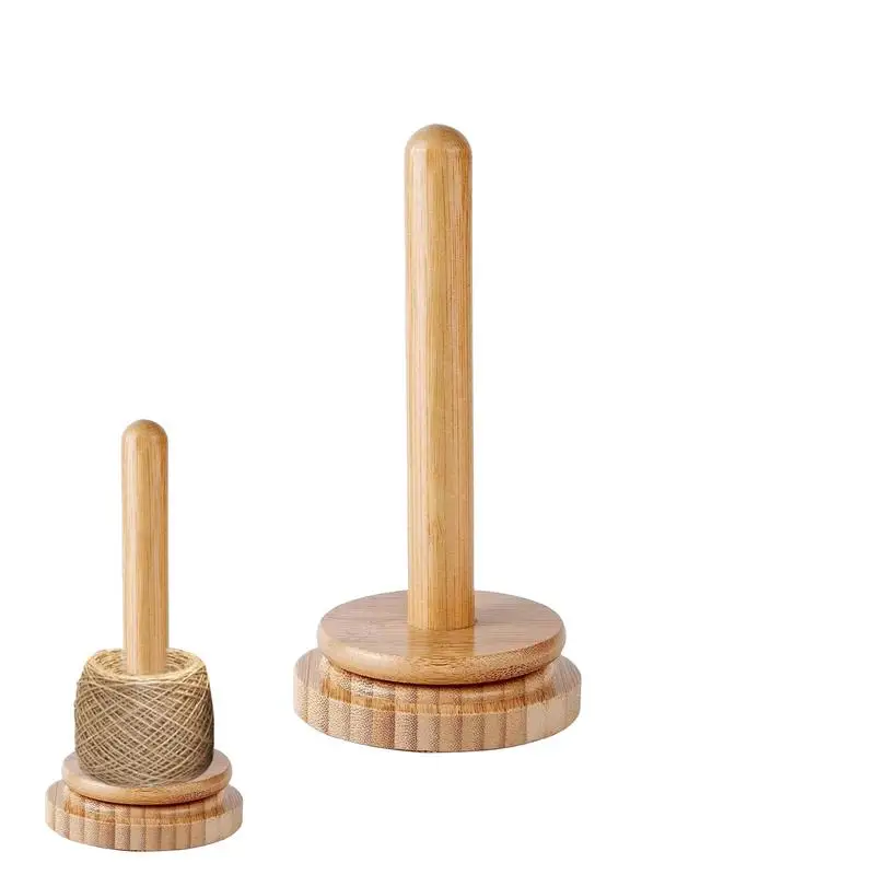 Yarn Holder Stand Bamboo Small Thread Spool Wood Holder Tabletop Rotating Crochet Hook Knitting Tool Portable Paper Towel Rack