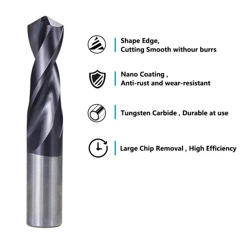 1-12mm Carbide Alloy Drill Bit Tungsten Steel Twist Bit VAPO Straight Handle Solid Monolithic Drill For CNC Lathe Machine