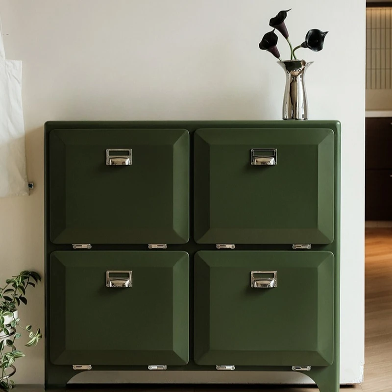 Retro metal shoe cabinet Household entry porch cabinet Living room storage Iron cabinet