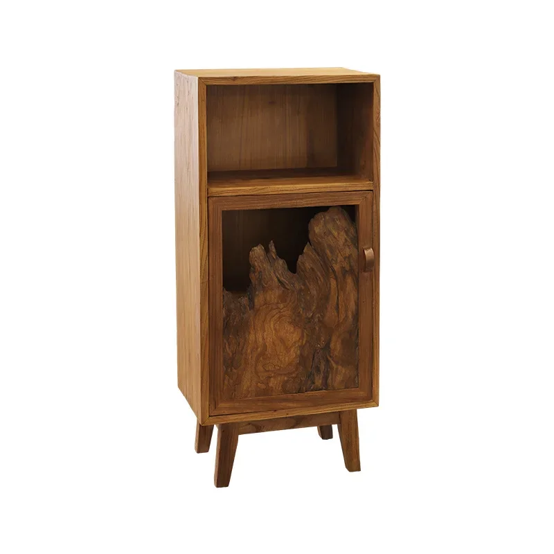 

Wabi Sandy Wind Small Side Cabinet Solid Wood Dining Side Cabinet Living Room Household Old Elm Storage Storage Cabinet Modern