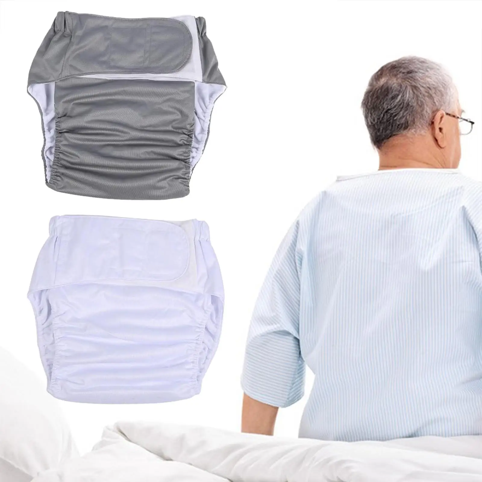 

2Pcs Reusable Adult Cloth Diaper Elderly Nappies Breathable for Men Women