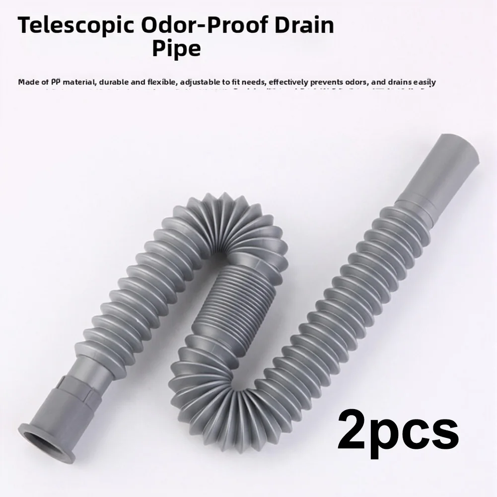 

2pcs Extendable Sink Drain Hose Flexible Bathroom Sink Drains 80-90cm Flexible Plastic Pipe Flexible Sink Drain For Bathroom