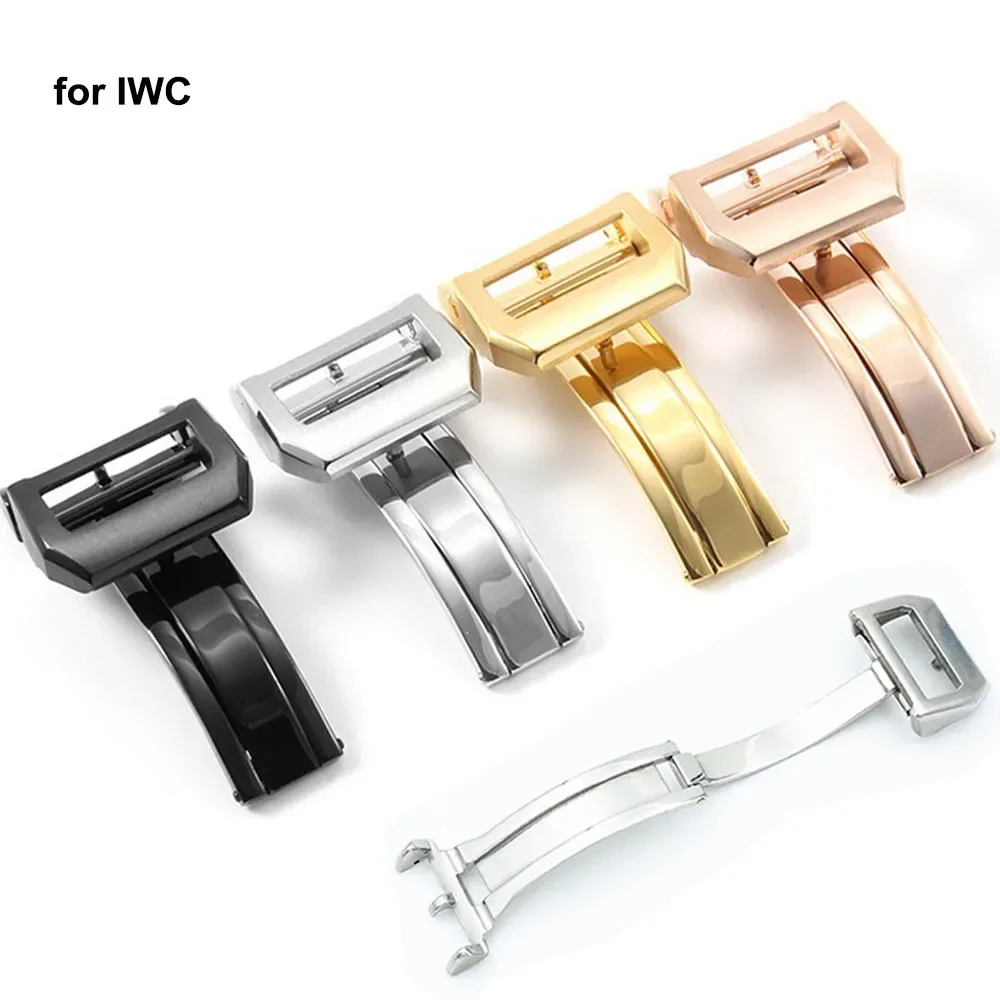 18mm Stainless Steel Watch Clasp for IWC Folding Buckle for Leather Nylon Watchband Deployment Buckles Accessories Metal Button