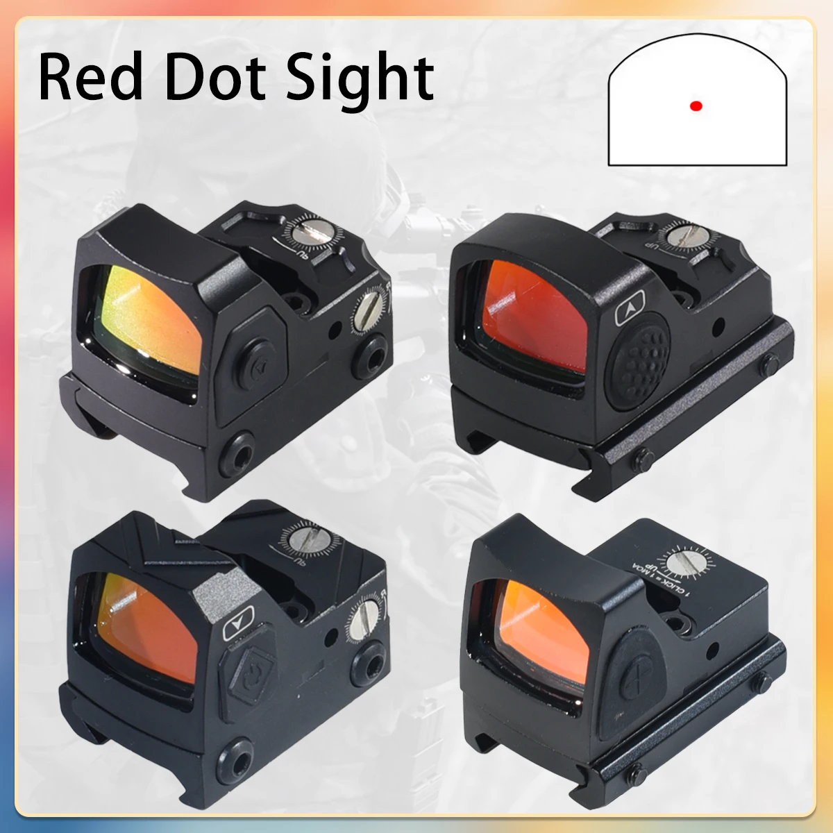 Red Dot Sight Tactical Mini RifleScope 1x17x24 with Motion Sensor&Auto Shutdown Reflex Sights Pistol Airsoft Scope G17 G19 AR15