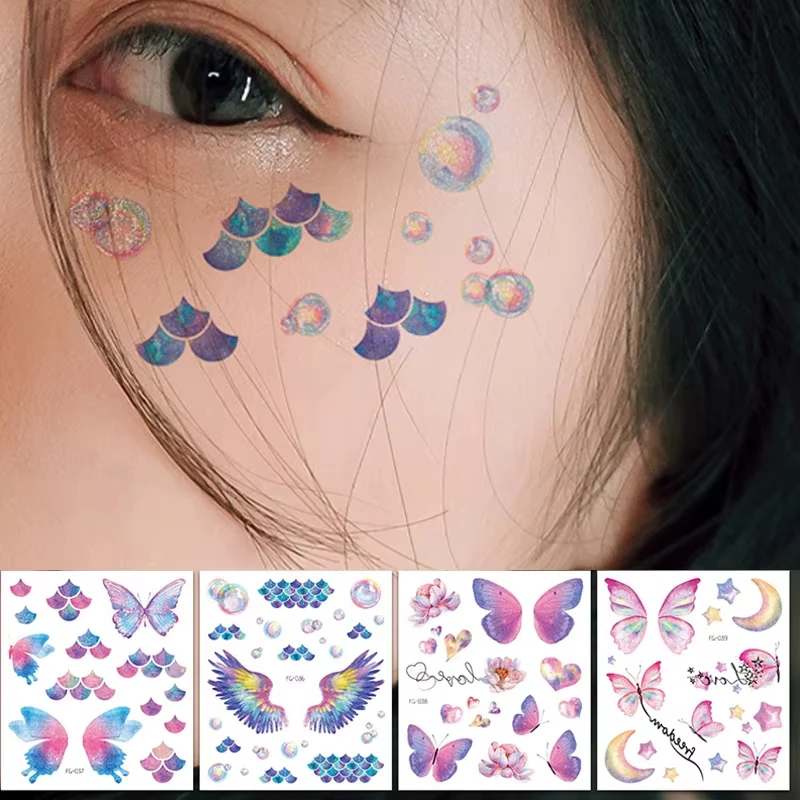 

Shiny Butterfly Tattoo Stickers Temporary & Waterproof Removable Winged Animals Pattern Tattoos Insect Flase Tattoo for Party