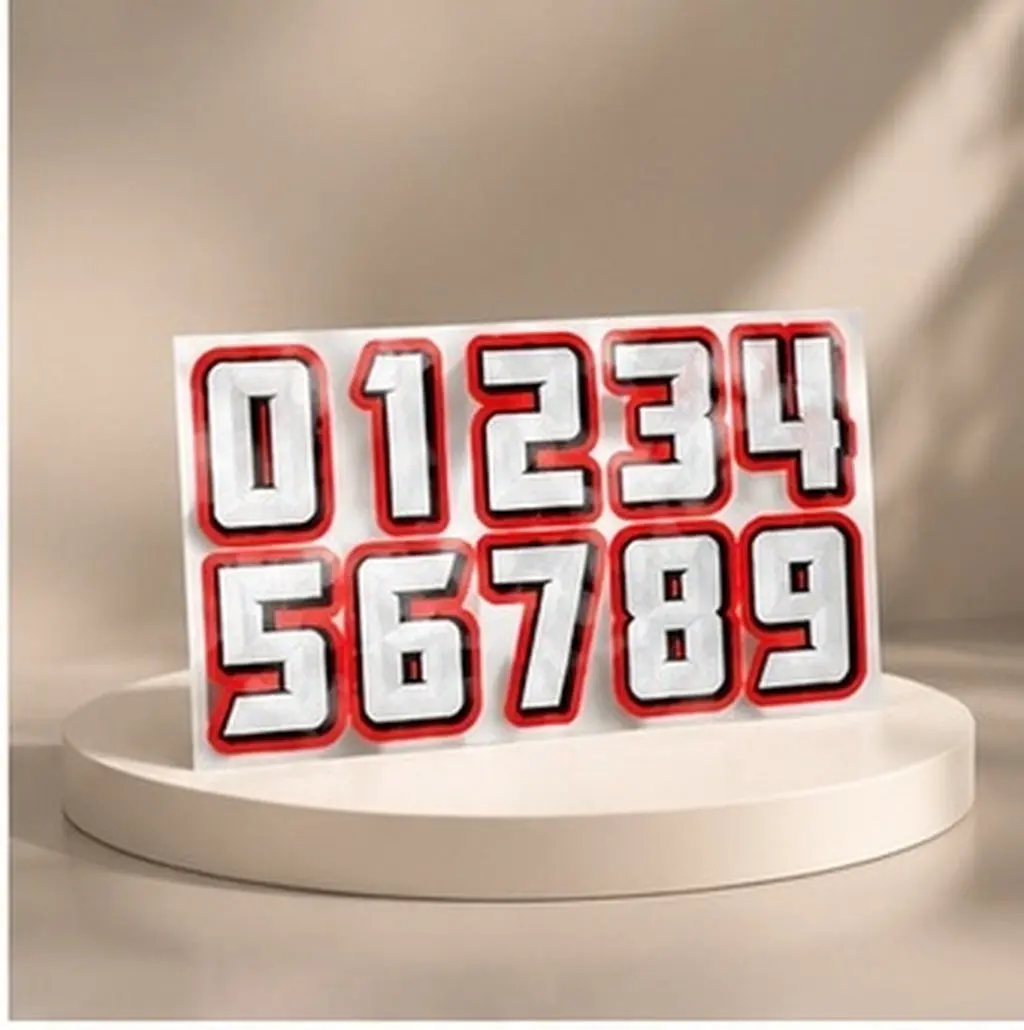 10Pcs Number Stickers Thick Football Baseball Softball Hockey Sports Decals Motivational Athlete Awards