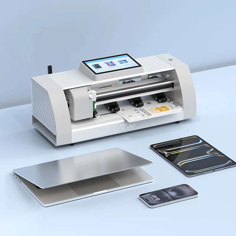Vimshi Fully Auto Film Cutting Machine for Mobile Phone Smart Watch 390mm Feed Width 280-295mm Cut Width High Precision 0.1mm