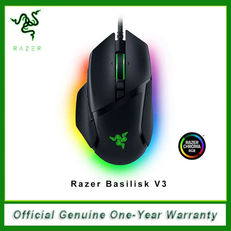 Original Razer Basilisk V3 Wired Gaming Mouse Gamer 26000 DPI Optical Sensor E-sports With RGB Lighting For PC Laptop new