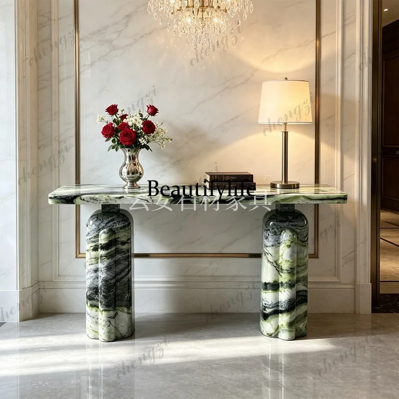 A114 Nordic light luxury high-grade natural green marble entrance entrance table corridor aisle entrance table customization