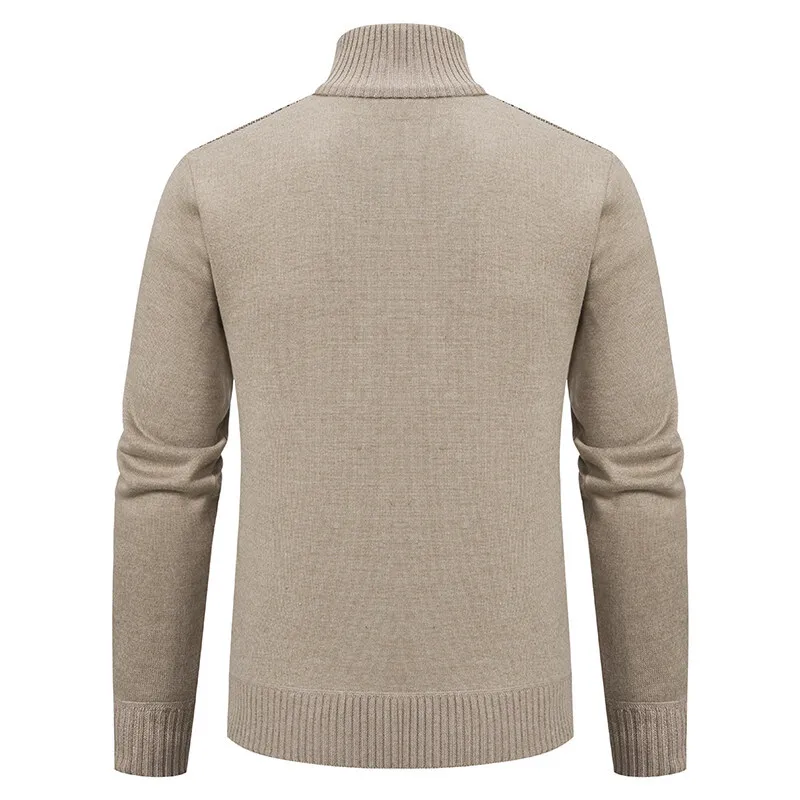 2025 New Style Men's Stand-Up Collar Sweater Cardigan Winter Thick Outerwear Knitted Shirt Casual Jacket Male