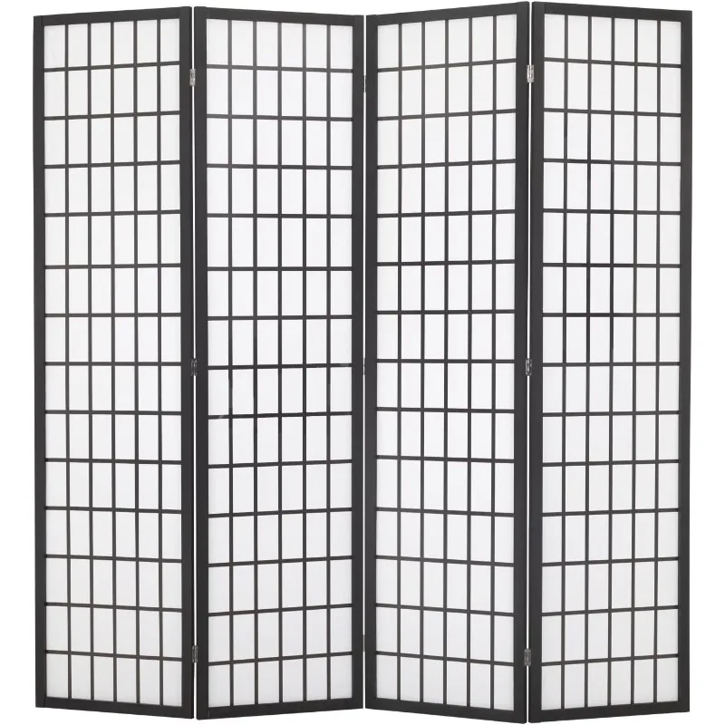 

Room Divider 4 Panel Oriental Shoji Screen 6Ft Folding Privacy Divider Wall Divider Portable Freestanding Partition Screen