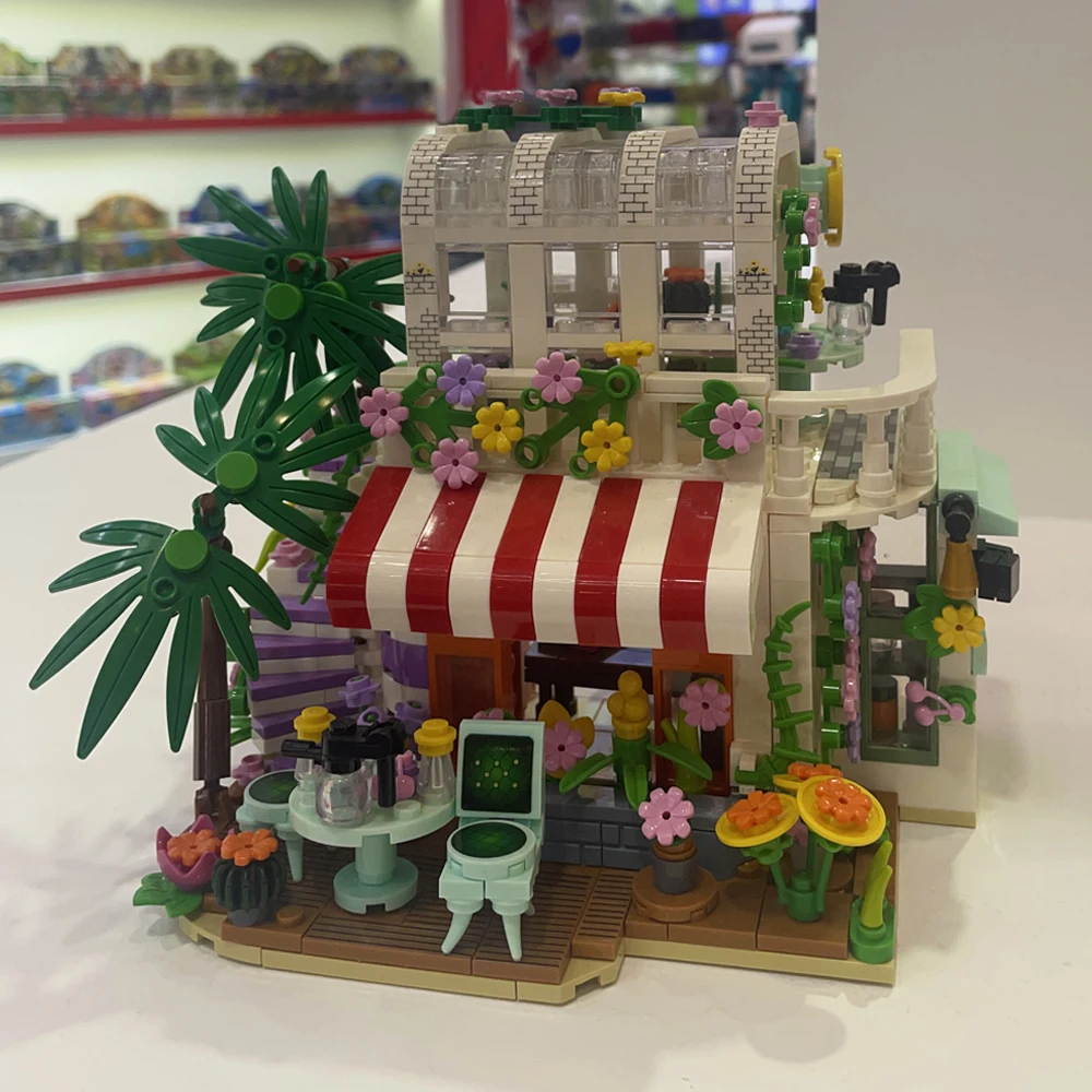 

755PCS Street View Series Garden Courtyard Building Block Flower House Villa Garden Model Bricks Toys For Boy Birthday Gift MOC