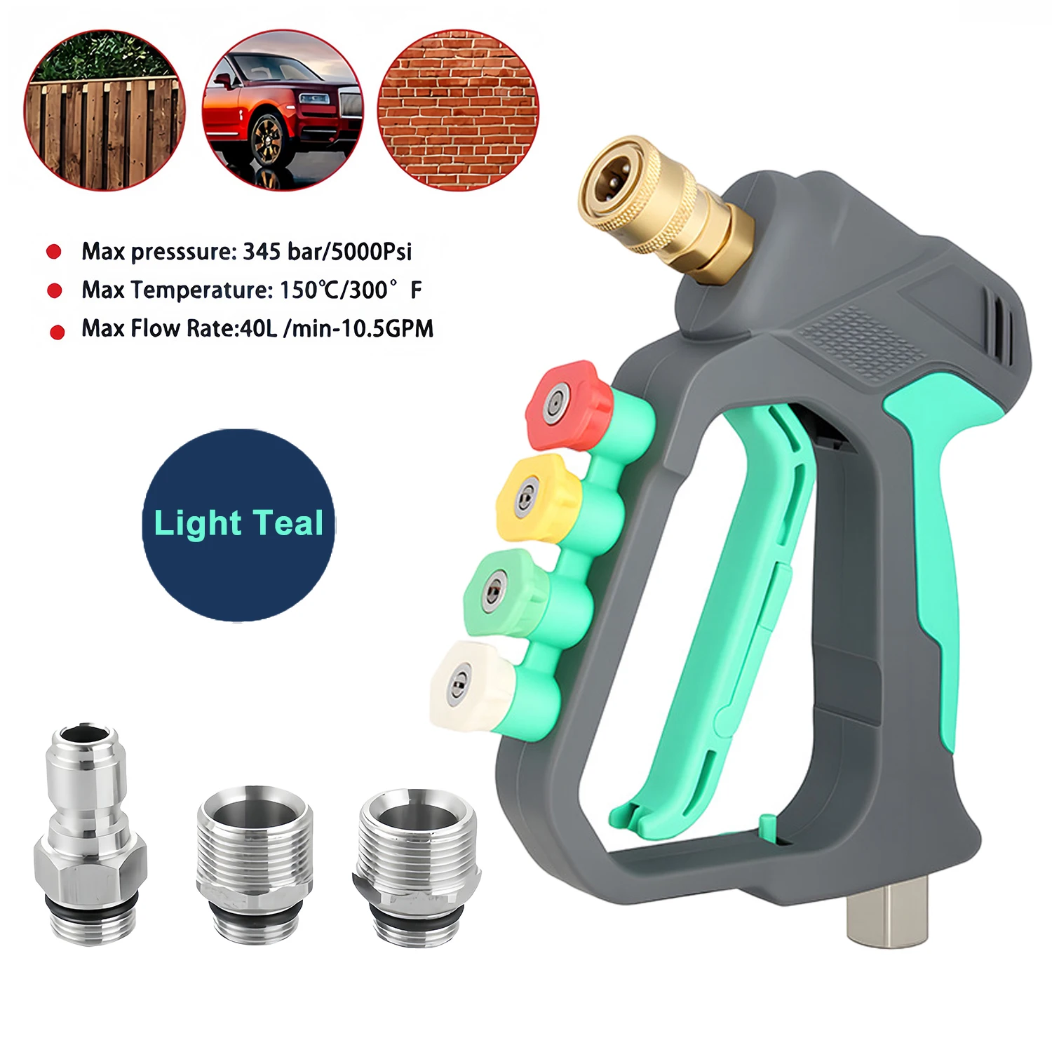 

Efficient Short High Pressure Car Wash Gun Rotating Anti-Tangle 4-Color Nozzle Set for Car Beauty Professional Auto Exterior Det