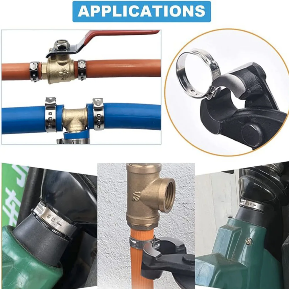 170 Stück Einohr-Schlauchklemmen, 11 Größen 1/4-1 Zoll, stufenloses Crimp-Set mit Cinch-Ringen für Sanitärschläuche – Detail 8