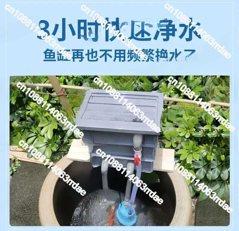 

Fish Tank Filter, Clean Water Circulation Three in One System, Drip Tank, Non Airtight Box, Outdoor Upper Layer Filter