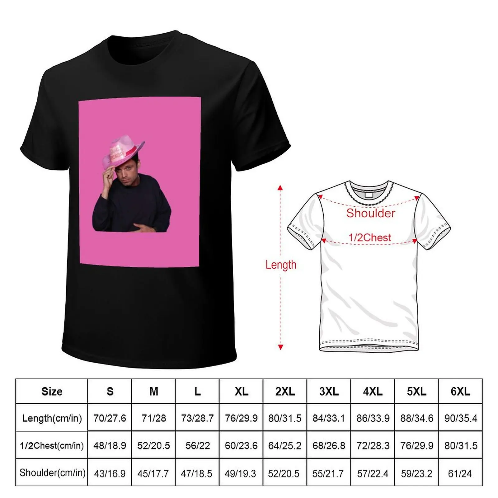 Yes Haw! Sebastian Stan with pink Birthday Princess Cowboy Hat T-Shirt Heavy Duty Casual Work Tee