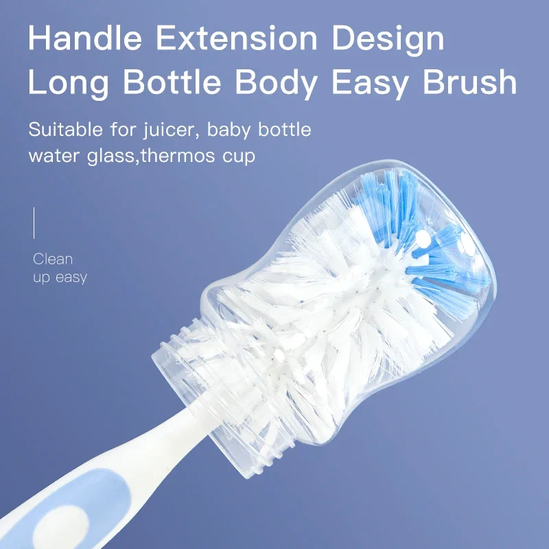 2 in 1 Mother-Child Nylon Baby Bottle Cup Cleaning Brush Suction Stand Type Feeding Clean Tool Set