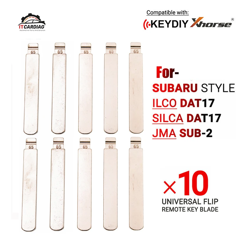 

10pcs/lot #65 Uncut Flip KD VVDI Remote Key Blade DAT17 Blade Metal Blank for Subaru for SUB2 NO. 65 Blade