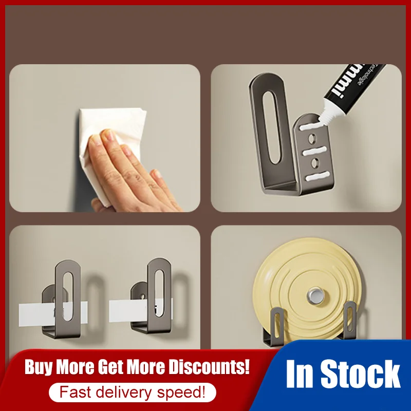 2/4/6/8Pcs Pot Lid Rack Pot Cover Cutting Board Holder Sponge Storage Shelf Kitchen Bathroom Wall Mounted Organizer Rack