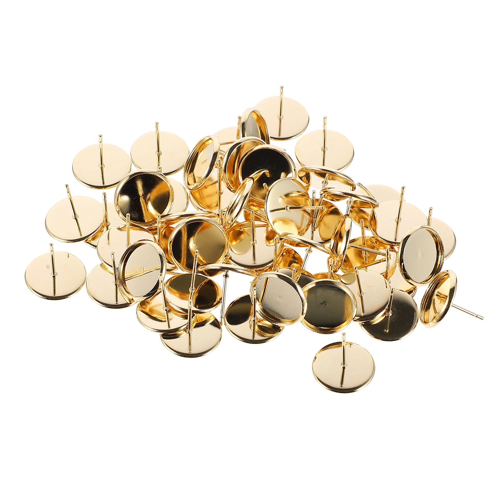 

50pcs 12Mm Stainless Steel Golden Blank Earring Bezel Setting For Diy Jewelry Making Accessories Blank Tray Craft Supply