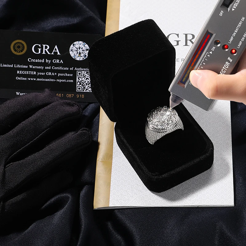 

Роскошное блестящее кольцо для ночного клуба, твердое серебро 925, муассанит, блестящее круглое обручальное кольцо со льдом для мужчин, ювелирные изделия в стиле рэпер