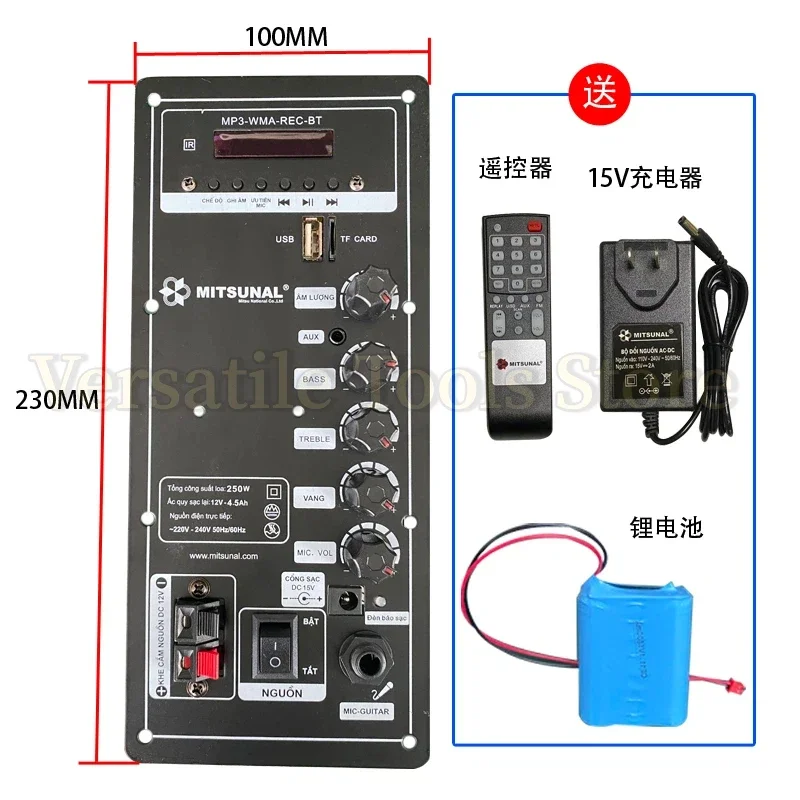 6-inch, 8-inch, 10 Inch, 12 Inch Battery Powered Speaker,  Board, 12V Motherboard, Bluetooth-compatible High-power Maintenan
