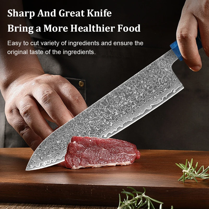 8 Inch Chef Knife 67 Layers VG10 Damascus Steel Kitchen Knives Vegetable Meat Cooking Tools Stabilized Colored Wood Handle