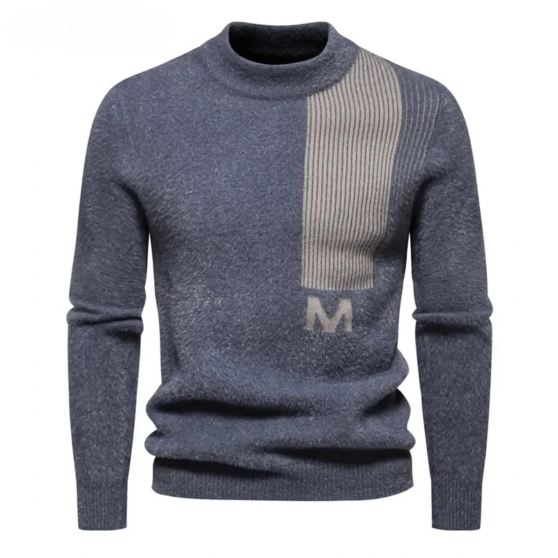 2025 Mens Trend  Sweater Slim Fit Casual Knitted Turtleneck Pullover Tops  Men Clothing