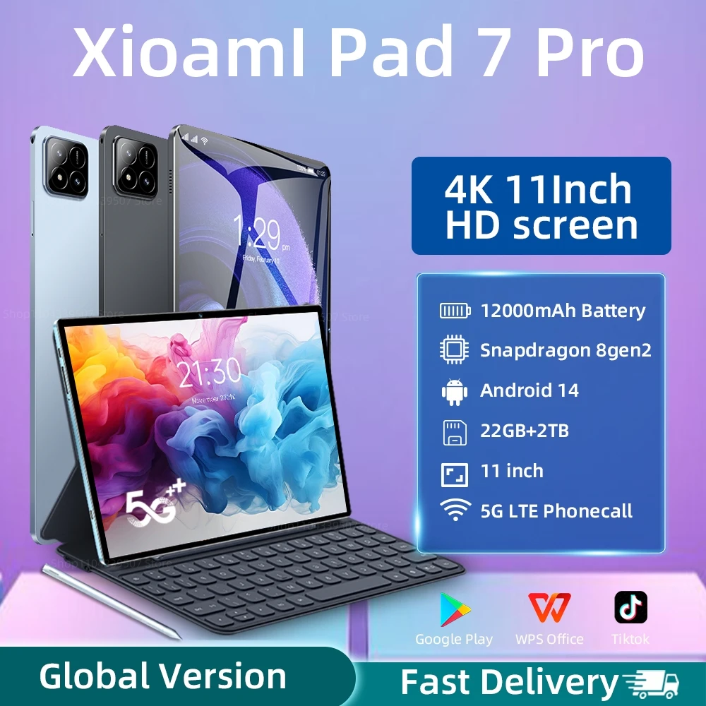 

2025 NEW Original MI Pad 7 Pro Tablet 11inch Snapdragon 8gen2 HD 4K Android 14 22GB+2TB 12000mAh 5G Dual SIM WiFi GPS Tablets PC