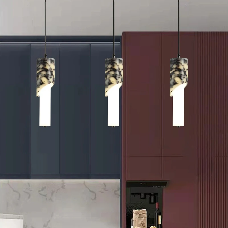 Lámpara colgante LED Art Deco, variable, mármol Natural, acrílico blanco para dormitorio, cocina, comedor, cable ajustable