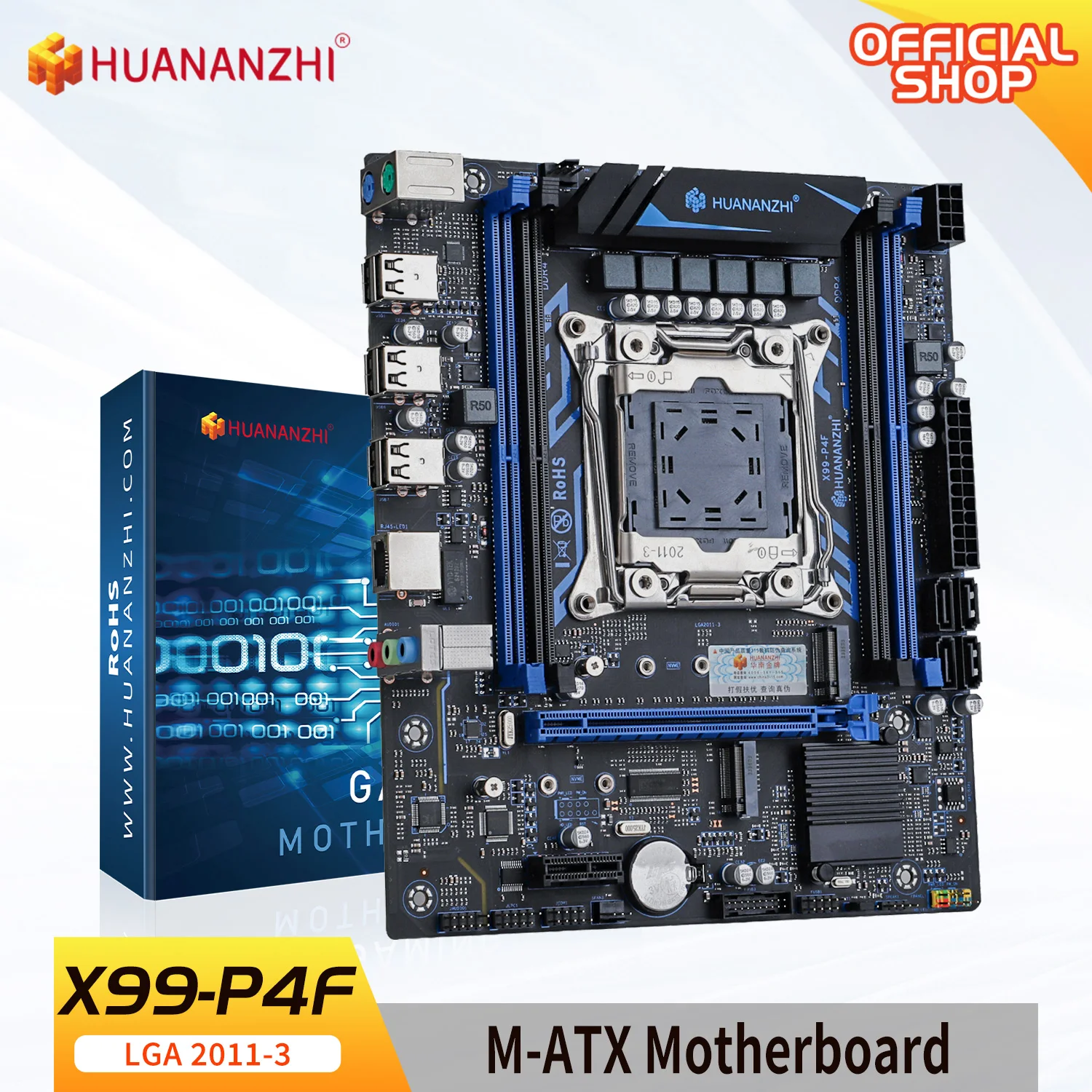 Placa-mãe Huananzhi X99 Lga 20113 Suporte Intel e5 v3 v4 Todas as Séries Ddr4 Recc Non-ecc Nvme P4f Xeon