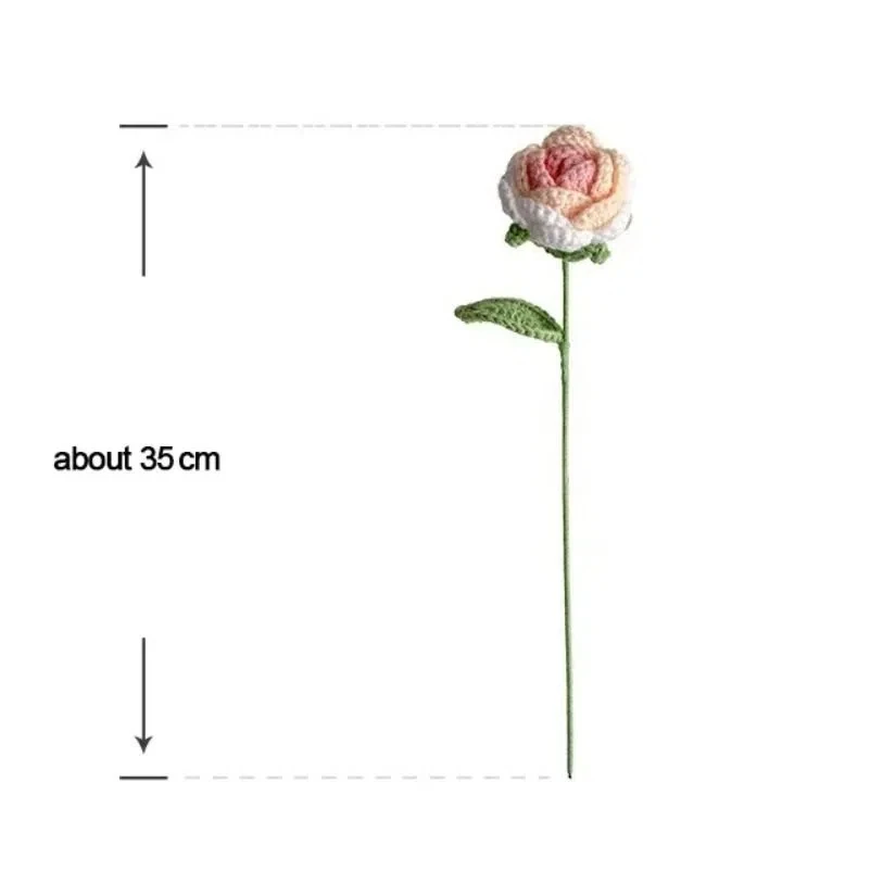 Fertige Strickrose, handgefertigt, Farbverlauf, geflochtene Kunstblumen, gewebt, Tischdekoration, Häkelstrauß, Dekoration, Urlaubsgeschenke