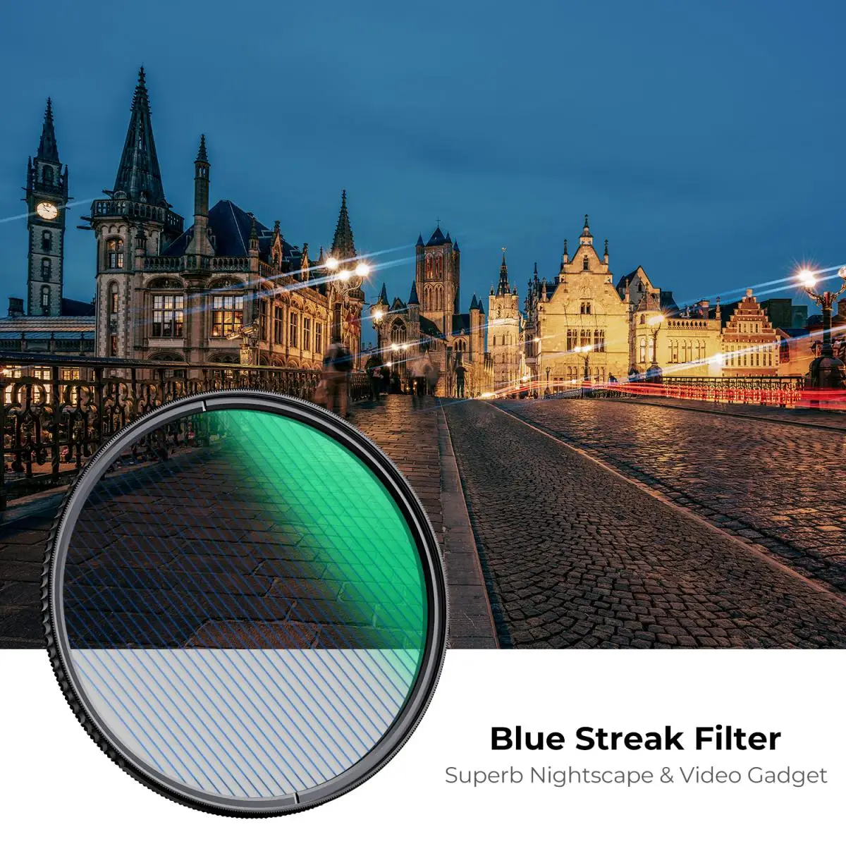 K&F Concept 67mm Blue Streak 2mm Filter 77mm 82mm Science Fiction Special Effect Filter NANO-X 49mm 52mm 55mm 58mm 62mm 72mm