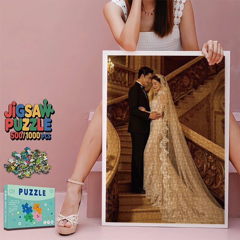 35/300/500/1000pcs Personalized Custom Photo Puzzle Wedding Photos for Dad Grandmother Grandad Godmother