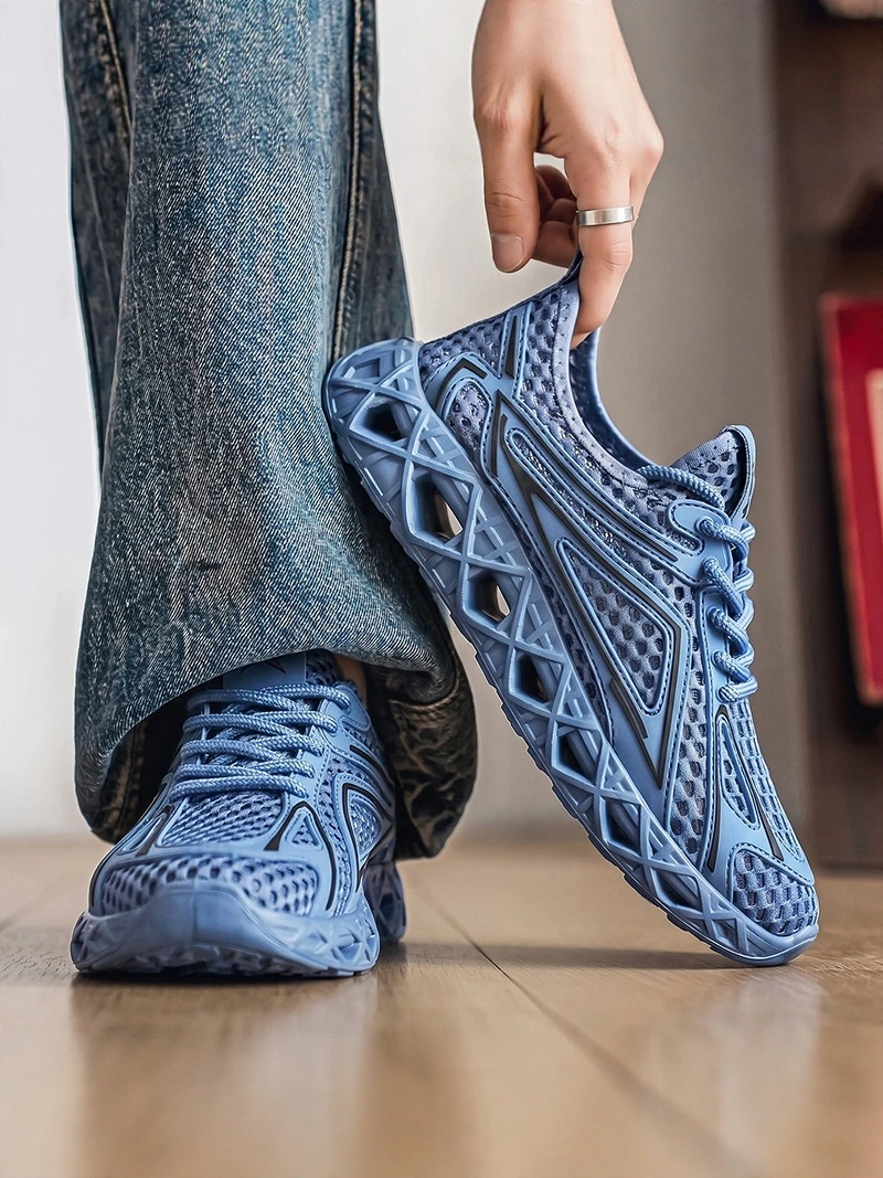 

Men's Summer Breathable Mesh Sports Shoes Thin Casual Heightening Net Eye Men's Shoes Air Conditioning Shoes Lightweight Snea...
