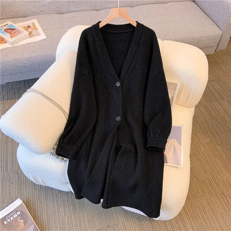 

Mid-length Style Coat Female Autumn and Winter Large Size Fat Mm Temperament Loose Look Slimmer Can Be Worn Outside Loungewear