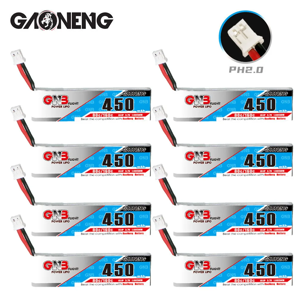 GNB 1s 3.7v 450mAh 80c/160c Lipo Battery For RC Helicopter Quadcopter FPV Racing Drone Spare Parts 1s Drones Battery