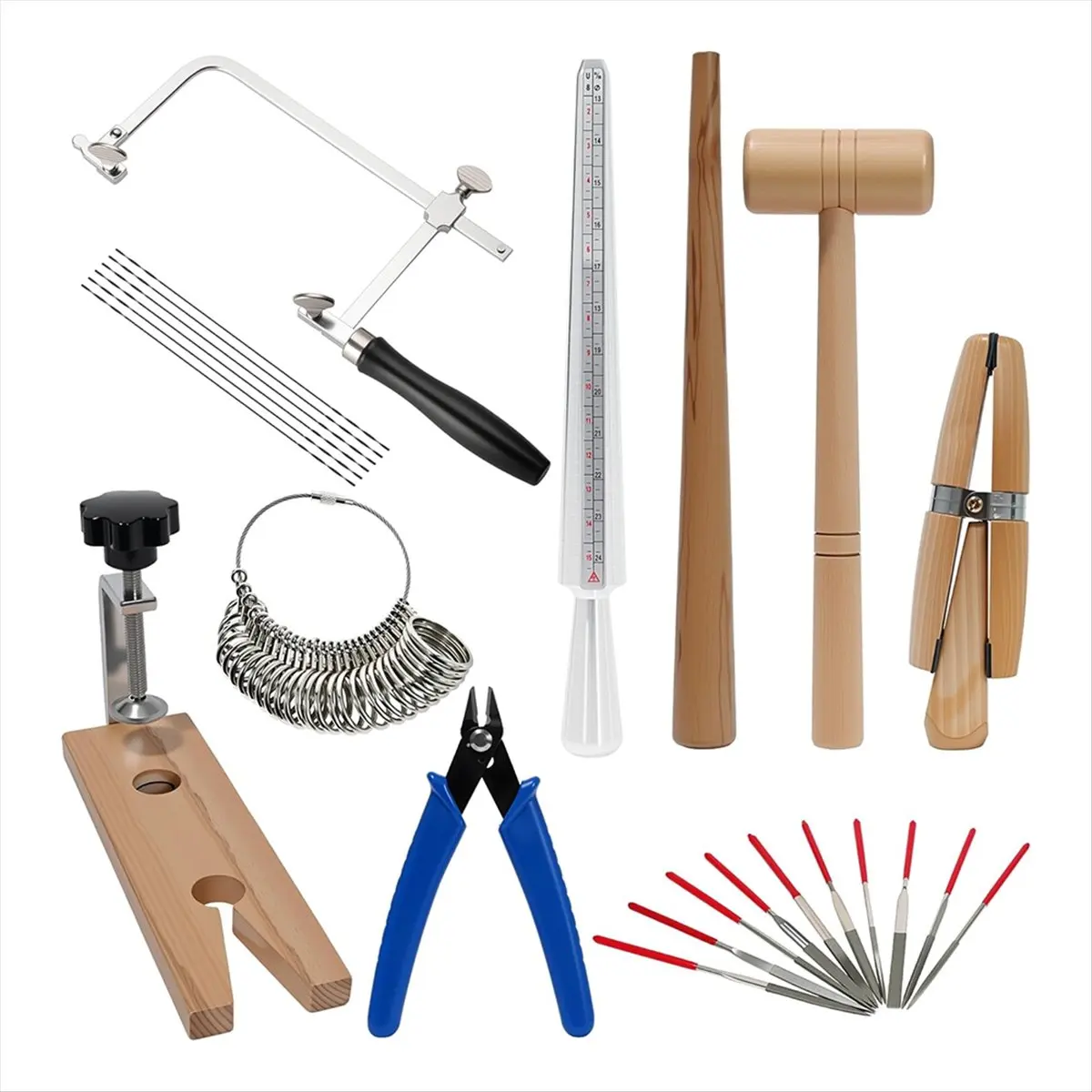 ABZT Jeweler Tool Set,Ring Making Kit,Silversmith -Kit, Mandrel Measuring Tool, Jeweler Saw Frame,Supplies