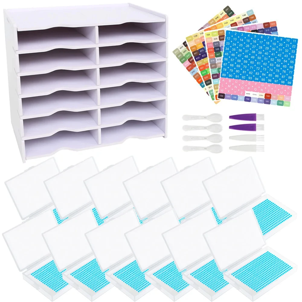 12pcs Diamond Painting Storage Containers Flip-top Tray, Diamond Painting Accessories Trays with Lids Diamond Art Storage