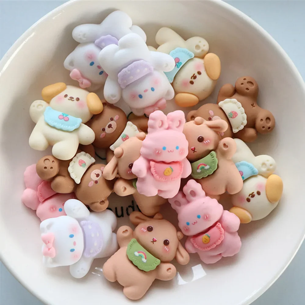 Cabujones de resina con parte posterior plana para horquilla, accesorios de decoración para manualidades, DIY, DIY, serie de animales, bufanda Kawaii, álbum de recortes, 10 piezas