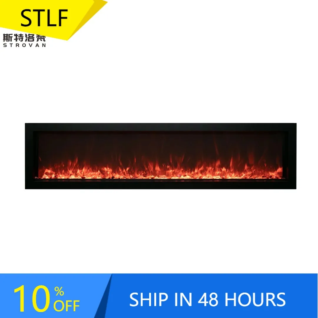 

ZXHK Modern 1500W Electric Fireplace Remote Control WiFi App Control Embedded Landscape Steel Design Indoor Outdoor Use Home Hot