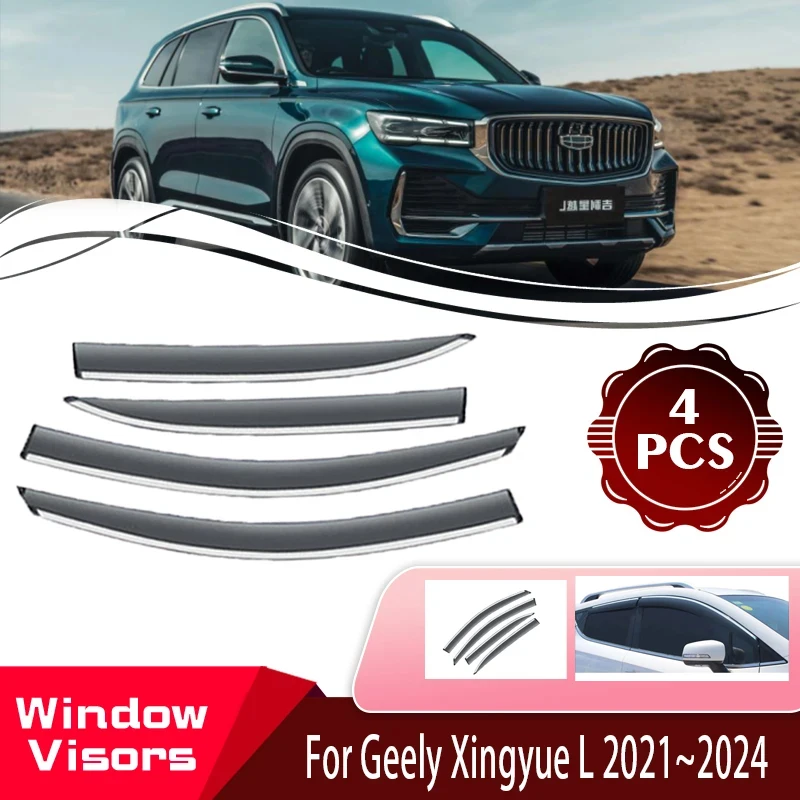 Window Visors For Geely Xingyue L Hi-X Monjaro KX11 2021 2022 2023 2024 Car Window Wind Sun Rain Visor Deflector Car Accessories