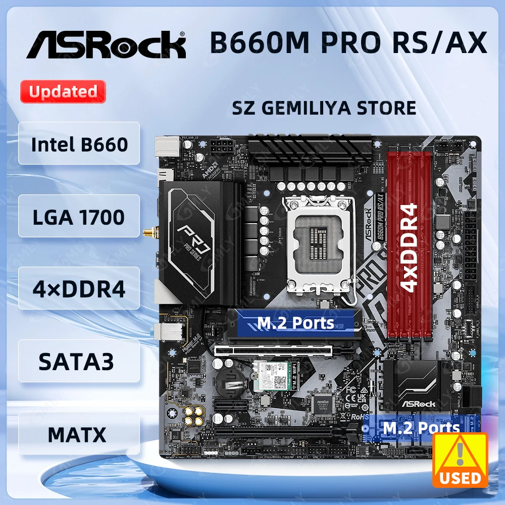 ASROCK B660 Motherboard B660M Pro RS/ax Motherboard LGA1700 DDR4 128GB Micro ATX support  14900 14700 14400 13900 13600 cpu