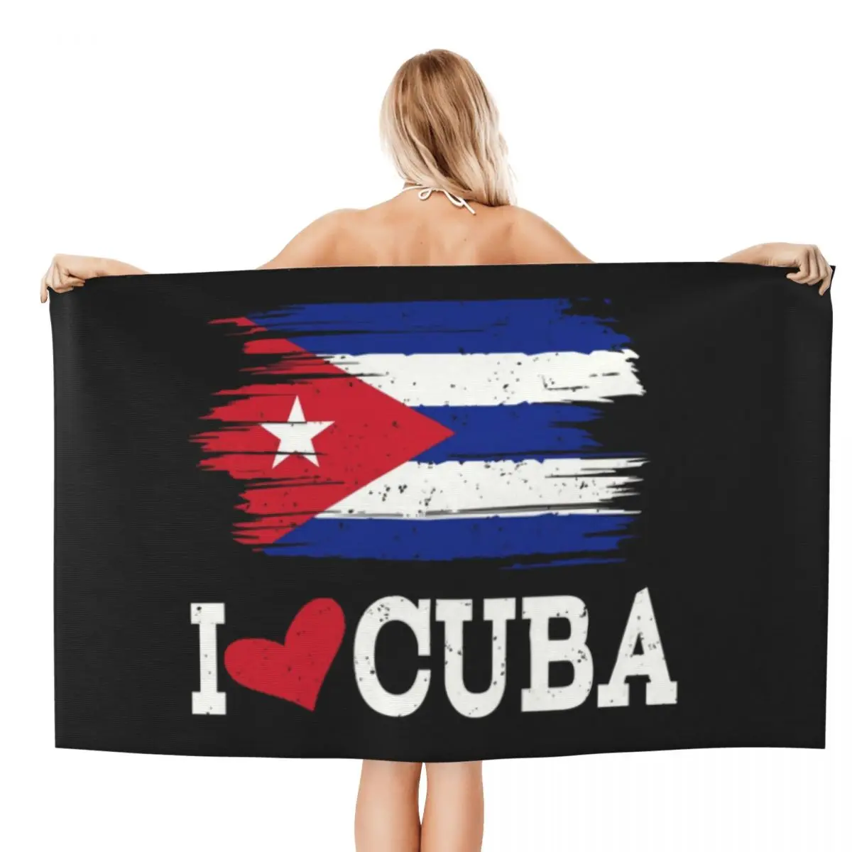 Custom Cuba Cuban Havana Flag Super Soft Microfiber Bath Beach Towel Quick Drying I Love Cuba Shower Pool Towels