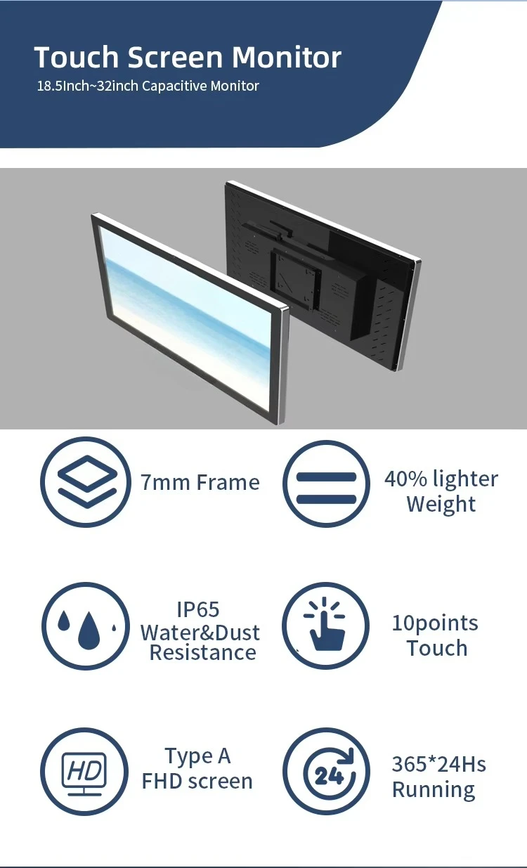 24-aanraakscherm Industrieel open frame touchscreen Led met USB-serieel en DVI-interface Nieuw capacitief display Touch